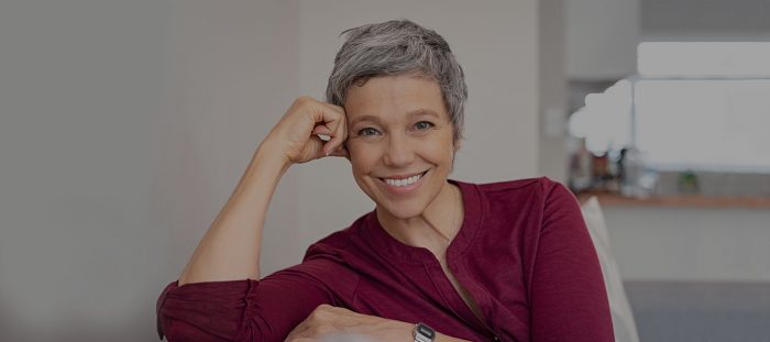 Smiling senior woman with dentures